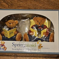  SpringMaid Teddy Bear Switch Plate & Nightlight Set Baby Nursery new in box