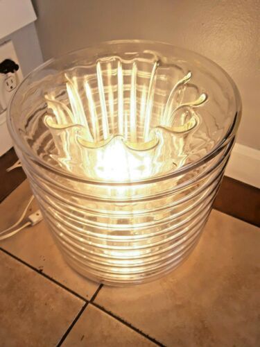 
Mid Century Modern Mazzega Ribbed Art Glass Chrome Table Lamp DESK LAMP ATOMIC Space Age Lamp Lighting Desk table Light Christmas gift decor RARE
