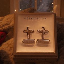 Perry Ellis Portfolio men's silver tone cufflinks