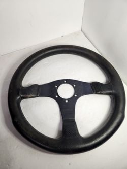 Momo D35 Steering Wheel Petroliana Car Racing Drift Black Leather Rally Auto
