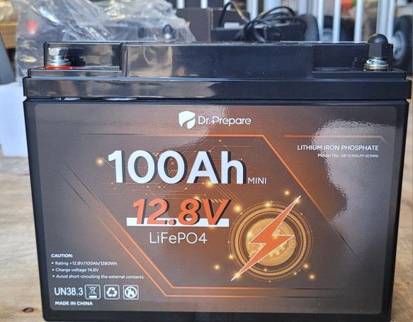Dr. Prepare 12V 100Ah LiFePO4 Mini Lithium Iron Phosphate Battery.