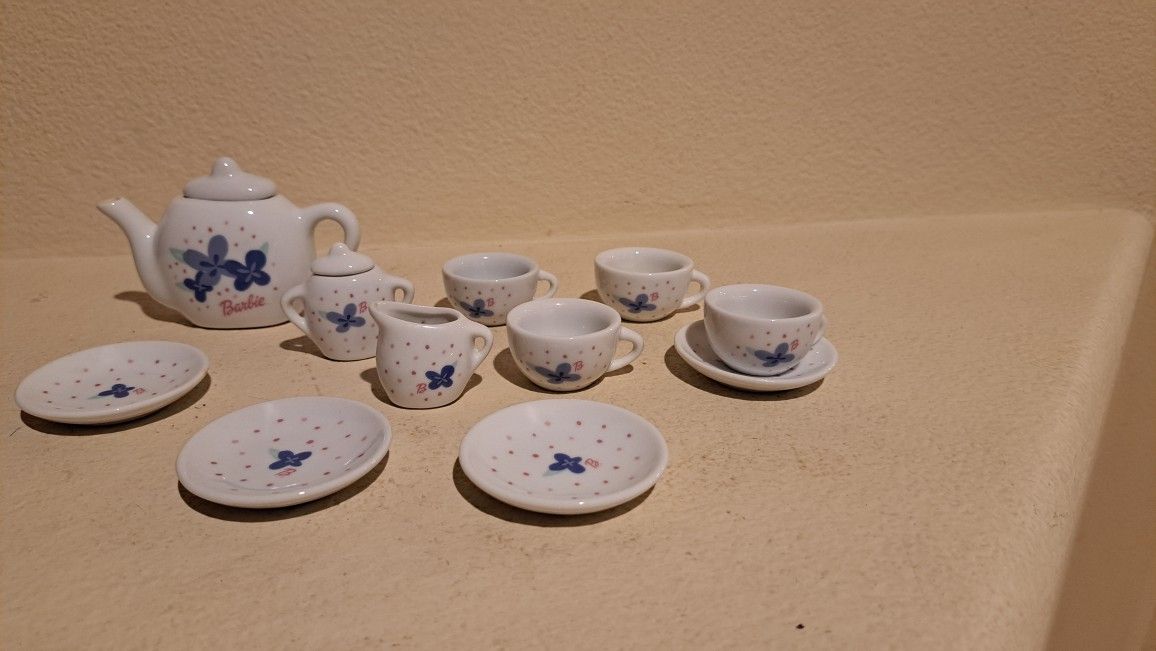 Vintage 1992 13 Piece Mattel Barbie Porcelain Tea Set