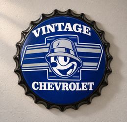 Vintage Chevrolet Bottle Cap Wall Sign