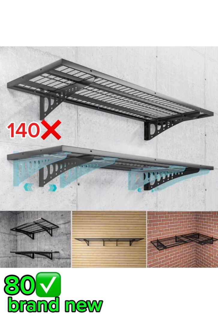 Wall Mounted Garage Storage Shelving, 2 Pack Metal Wall System Shelf