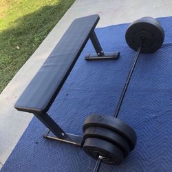 100lb Weight Set & Flat Bench 