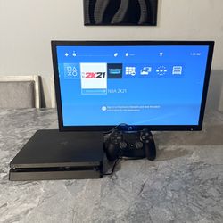 Ps4 Slim 1TB Console with Black Controller and Cables 
