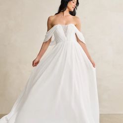 Size 14 Off The Shoulder Azazie Wedding Dress