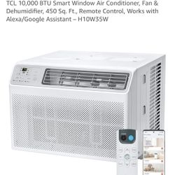 TCL 10,000 BTU Smart Window Air Conditioner, Fan & Dehumidifier Up To 450 Sq. Remote Control NEW/BOX