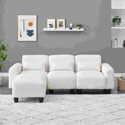 84.60 inches long,Corduroy Sofa fabric, with 3 Matching Toss Pillows and 3 Seater Couch for Modern Living Room