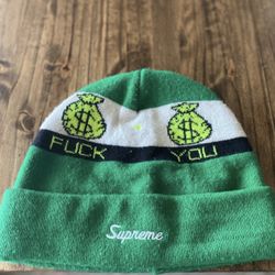 ( Will Take Offers ) ! NEW Supreme F**k You Pay Me Beanie - WORN 1 TIMES - NEW WITH TAGS