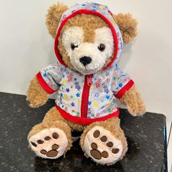 2012 Hoodie DISNEY Parks DUFFY STUFFED BEAR GREY REMOVABLE HOODIE 12&quot; 
