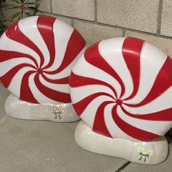 CHRISTMAS HOLIDAY YARD DECOR CANDY-CANE LANE PEPPERMINT BLOW MOLD LIGHTS  