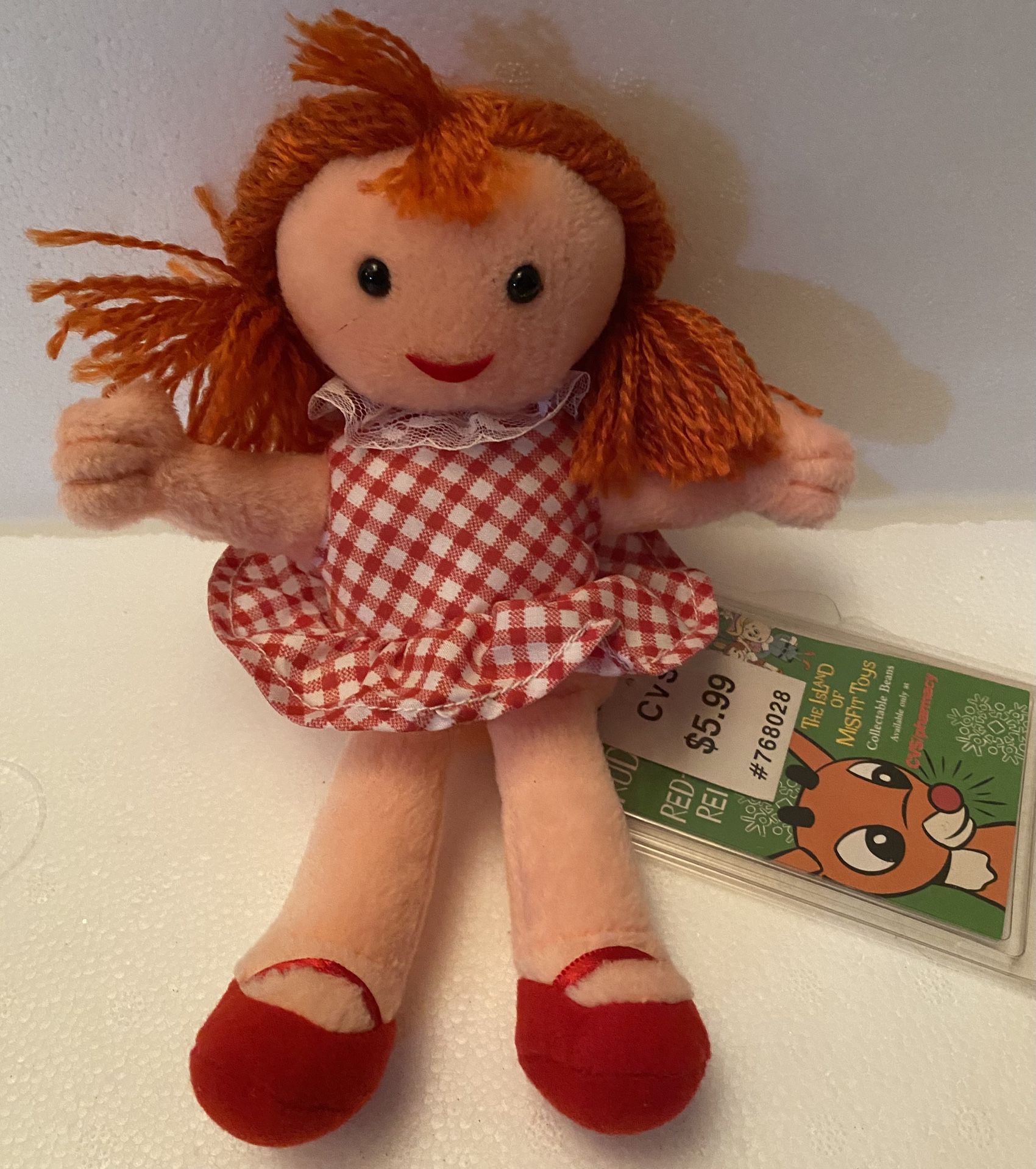 Vintage New ‘98 Dolly for Sue Stuffins CVS 8" Rag Doll Plush Rudolph Misfit Toys Collectible W/Tags