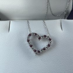 Ruby And Diamond Heart Pendant 14k
