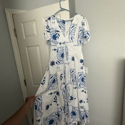 Blue and White Maxi Dress