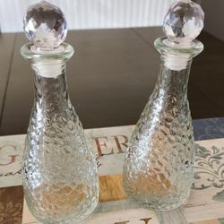Vintage  Glass Oil And Vinegar Bottles 