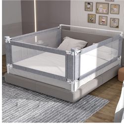 Kids Safety Bed Rail for King Size Bed (78.7"×78.7"x74.8"-Grey)