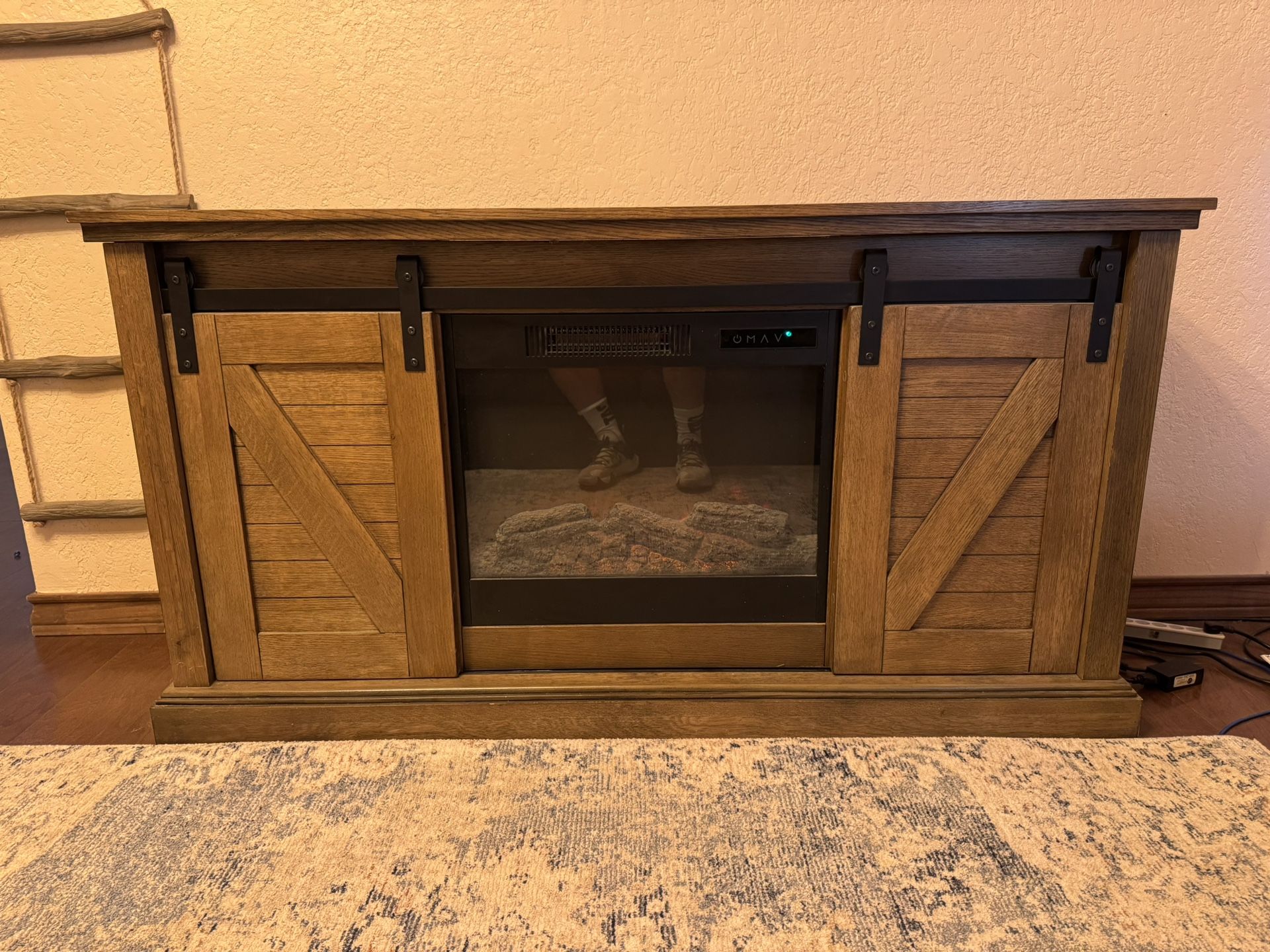 Tv Stand Barn Style With Fire Place 