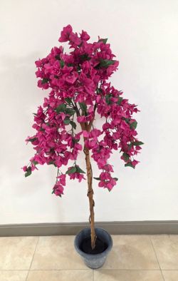 *** PRICE DROP *** 62" Faux Boganvillea in a Blue Circle Planter @ Lasting Creations
