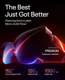 VITURE Luma Pro XR Glasses — 152” 1200p 120Hz Ultra Sharp Display, 52° FOV, Electrochromic Film,Myopia Adjustments, Harman Audio, AR Glasses for iPhon