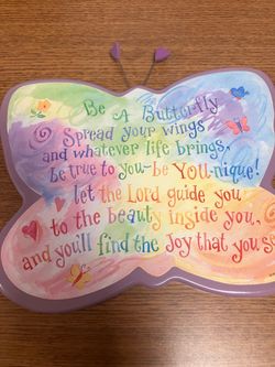Butterfly Shaped Inspirational Wall Plaque