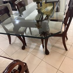 Mahogany dining room, table and chairs