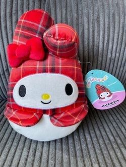 6.5" Hello Kitty My Melody Red Plaid Squishmallow with Tag