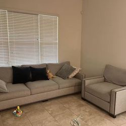 Pottery Barn Sofa And  Turner Square Arm Chair With Cushions And Pillows