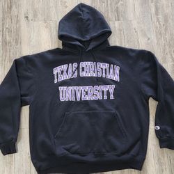 Vintage Champion TCU Texas Christian University NCAA Black Hoodie XL Pullover