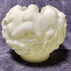 Vintage Fenton Poppy Custard Satin Uranium Glass Rose Bowl