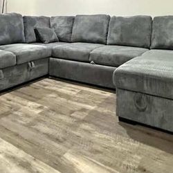  New 92x119x60 Sleeper Sectional Couch With Storage 