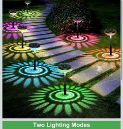 🆕 in 📦 4 Pack Bright Solar Pathway Lights,Color Changing+Warm White LED Solar Lights Outdoor,IP67Waterproof Solar Lights for Walkway Yard Backyard L