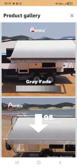  RV Awning Fabric Replacement Waterproof Vinyl Shade Screen for Awnings Camping Universal Fit Fabric Sun Shade UV Sun Blocker Canopy RV Awning Shade S