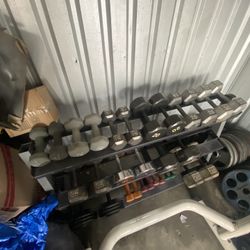 Dumbbells 2-45s 65s And 75s Plus Rack