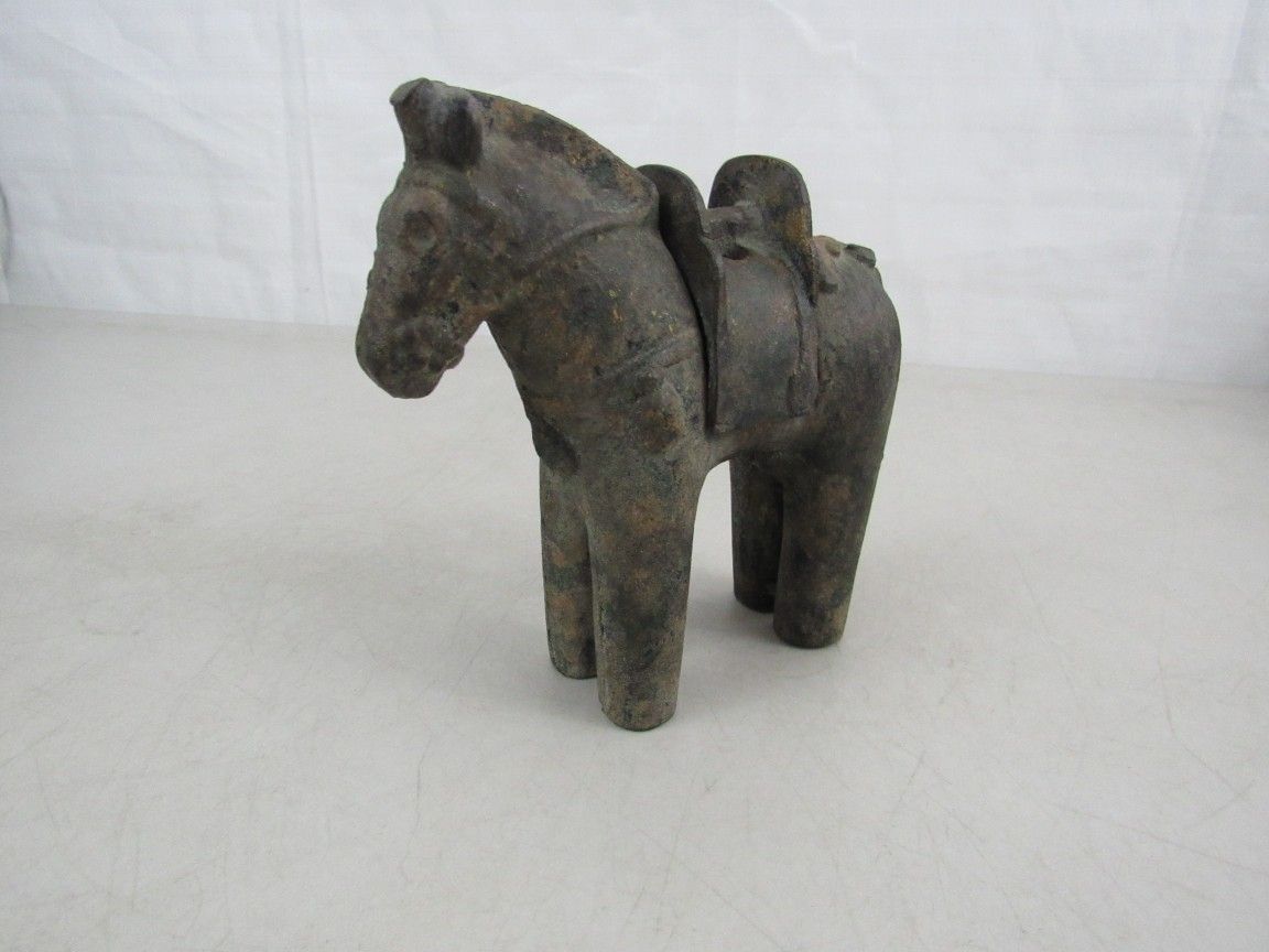 Japanese Elite Haniwa Cast Iron Horse Incense Burner Removable Saddle