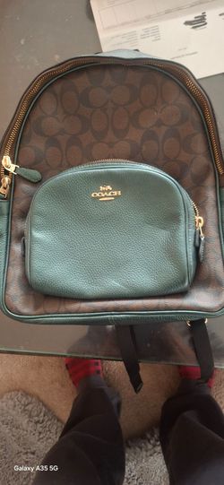 Coach Signature Backpack Brown and Green