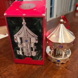 Silver Carousel Ornament 