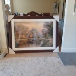 Thomas Kinkade Original Massive wood Framed Lithograph ( lamplight Manor) Stamped & Signed Look At Pics