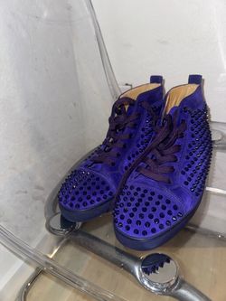 Christian Louboutin Louis Spikes High-Top Sneakers - Purple Suede (Brand New)