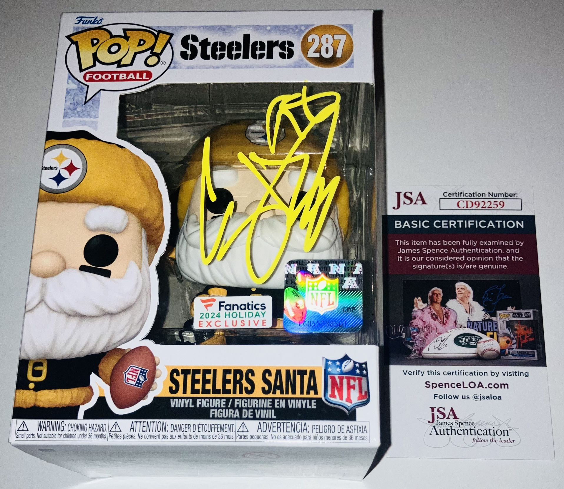 CASEY HAMPTON SIGNED AUTOGRAPH PITTSBURGH STEELERS SANTA FUNKO POP JSA COA RARE!