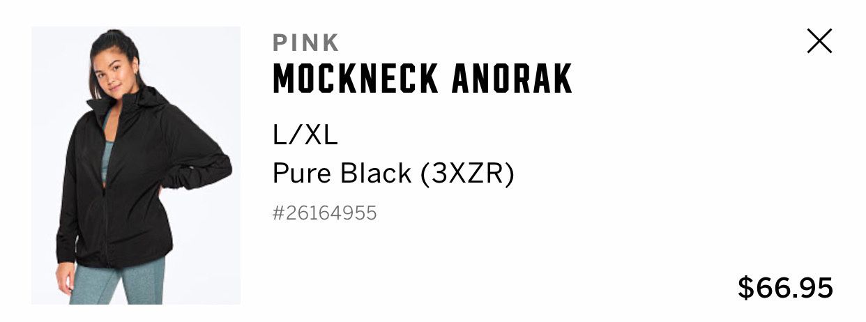 Mockneck anorak pink vs size XL
