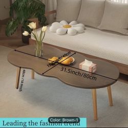 Brown Modern Creative New Product Large-sized Oval Coffee Table, Sturdy Peanut Shaped Tabletop,