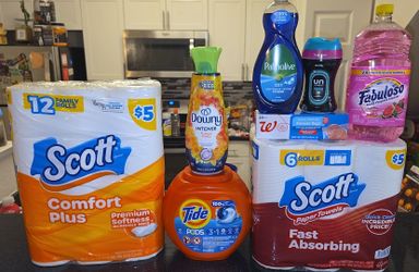 🧺 Household Essentials Bundle – Tide, Scott, Downy, Palmolive, Fabuloso & More