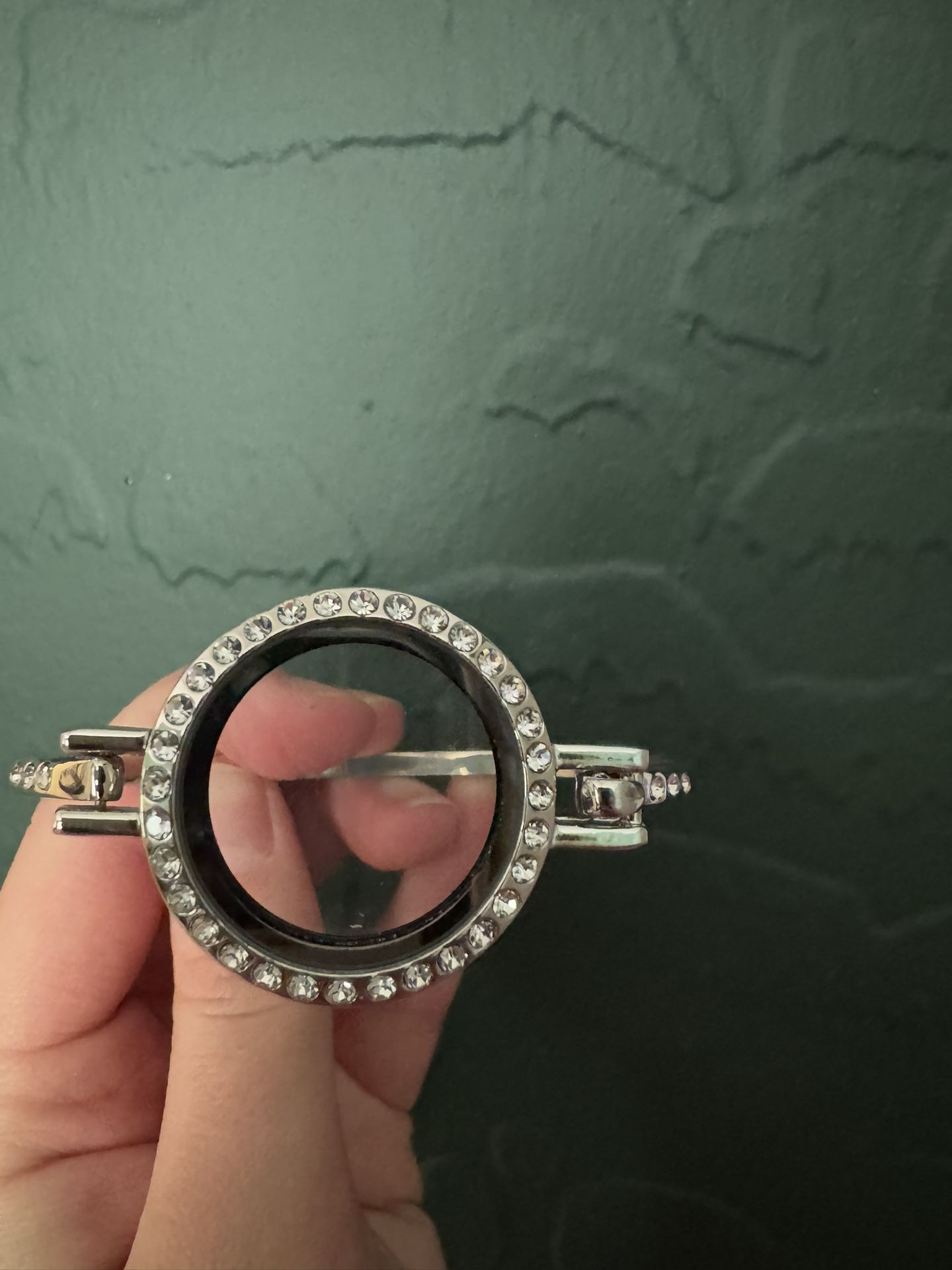 Silver/crystal Floating Locket Bracelet