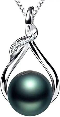 BRAND NEW!S925 Sterling Silver 5xA Grade Tahitian Black Pearl Necklace