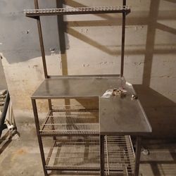 Stainless steel corner shelf and workbench