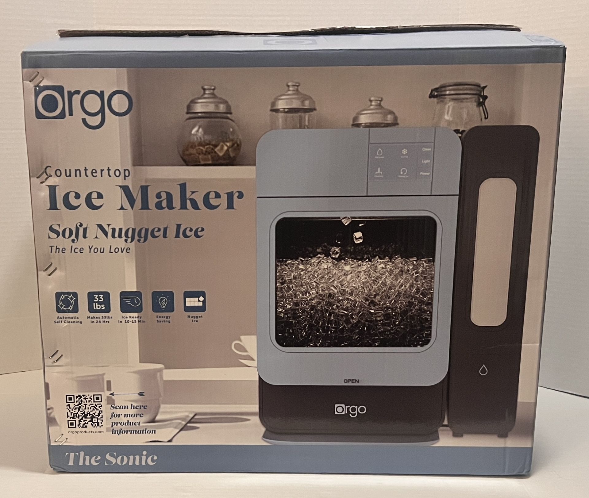 Orgo Products RGS1506 The Sonic Countertop Ice Maker, Nugget Ice Types, BLUE