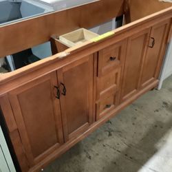 Home Decorators Collection Naples 60 in. W Bath Vanity Cabinet Only in Warm Cinnamon for Double Bowl