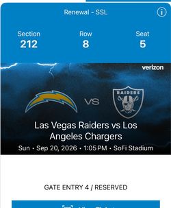 Las Vegas Raiders vs Los Angeles Chargers section 212