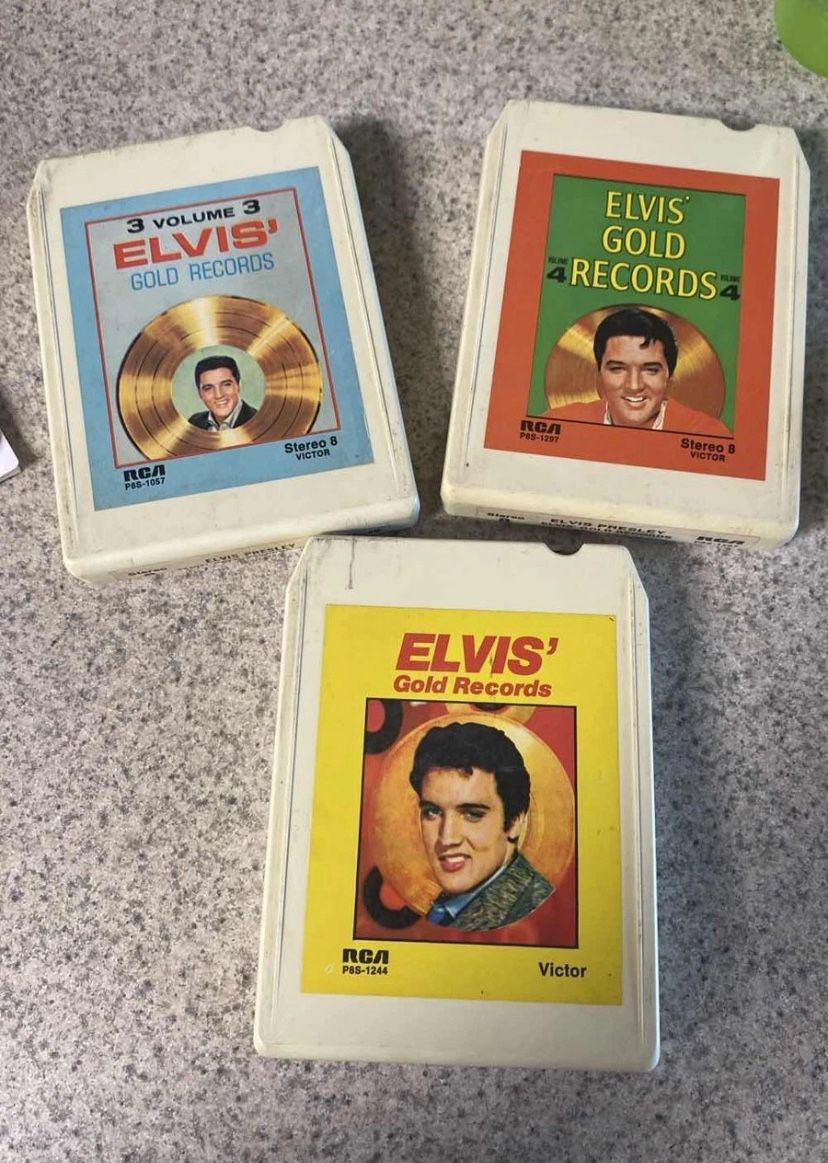 Elvis Presley 8 Tracks Lot Of 3 Gold Records Volumes 1, 3 & 4 RCA Victor